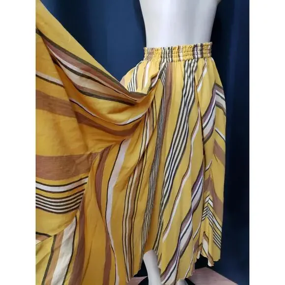 NE QUITTEZ PAS Striped Midi mustard Size S Womens midi Skirt #CB4 - Picture 1 of 12